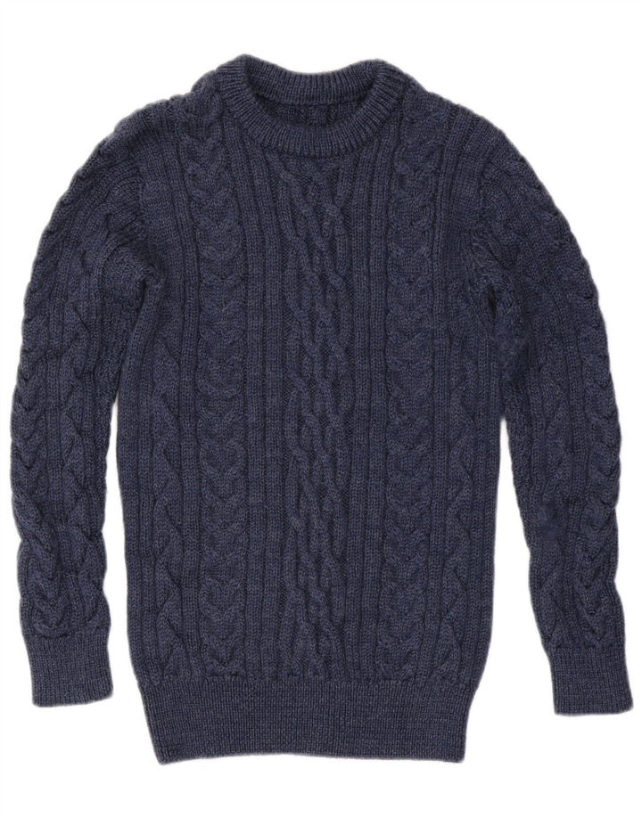 WoolOvers Herren-Pullover mit Rundhalsausschnitt, mittlere marineblaue Wolle
