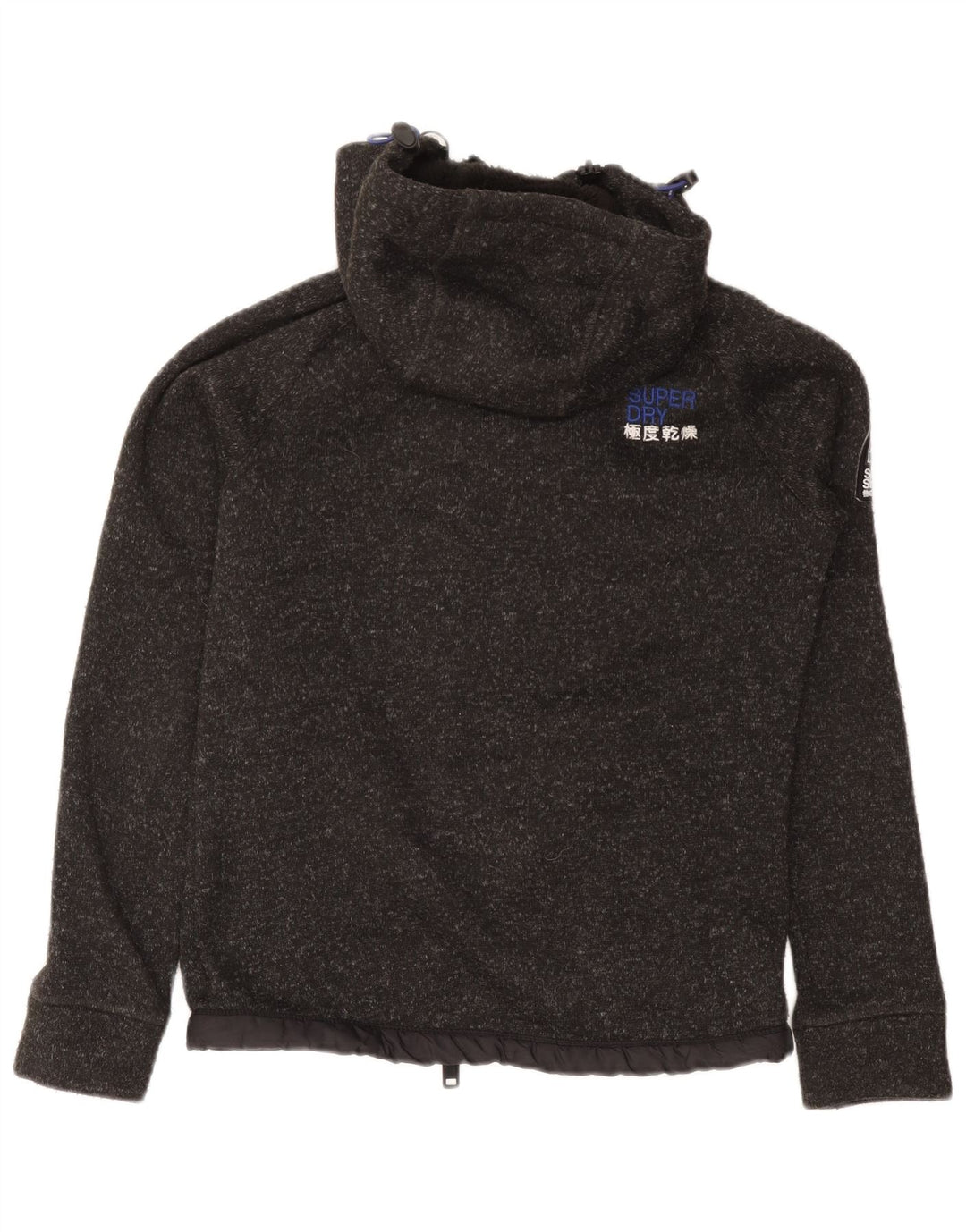 Superdry Herren-Kapuzenpullover mit Reißverschluss, klein, grau geflecktes Polyester