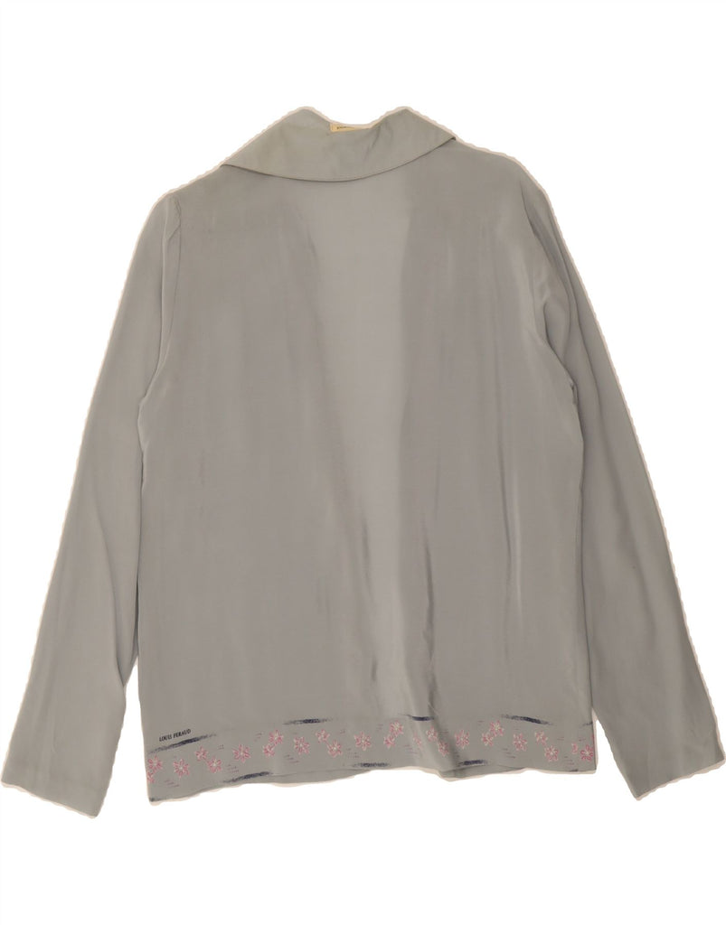 LOUIS FERAUD Womens Cardigan Top EU 44 XL Grey Floral Silk Vintage Louis Feraud and Second-Hand Louis Feraud from Messina Hembry 