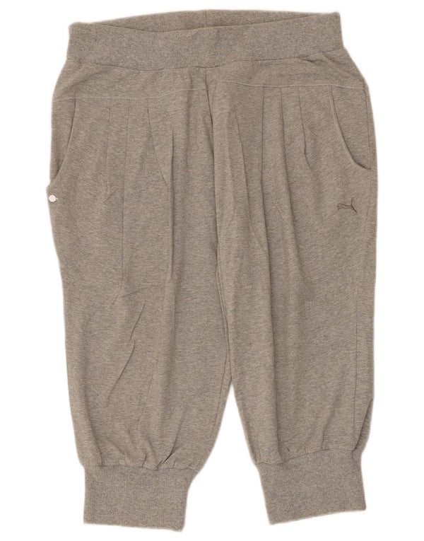 Puma Damen Bermuda Sport Shorts UK 14 Große grau gefleckte Baumwolle