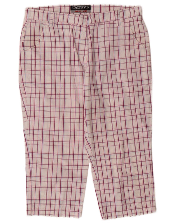 Kappa Damen Capri-Hose mit Grafik, Größe M, W30, L19, lila kariert, Baumwolle