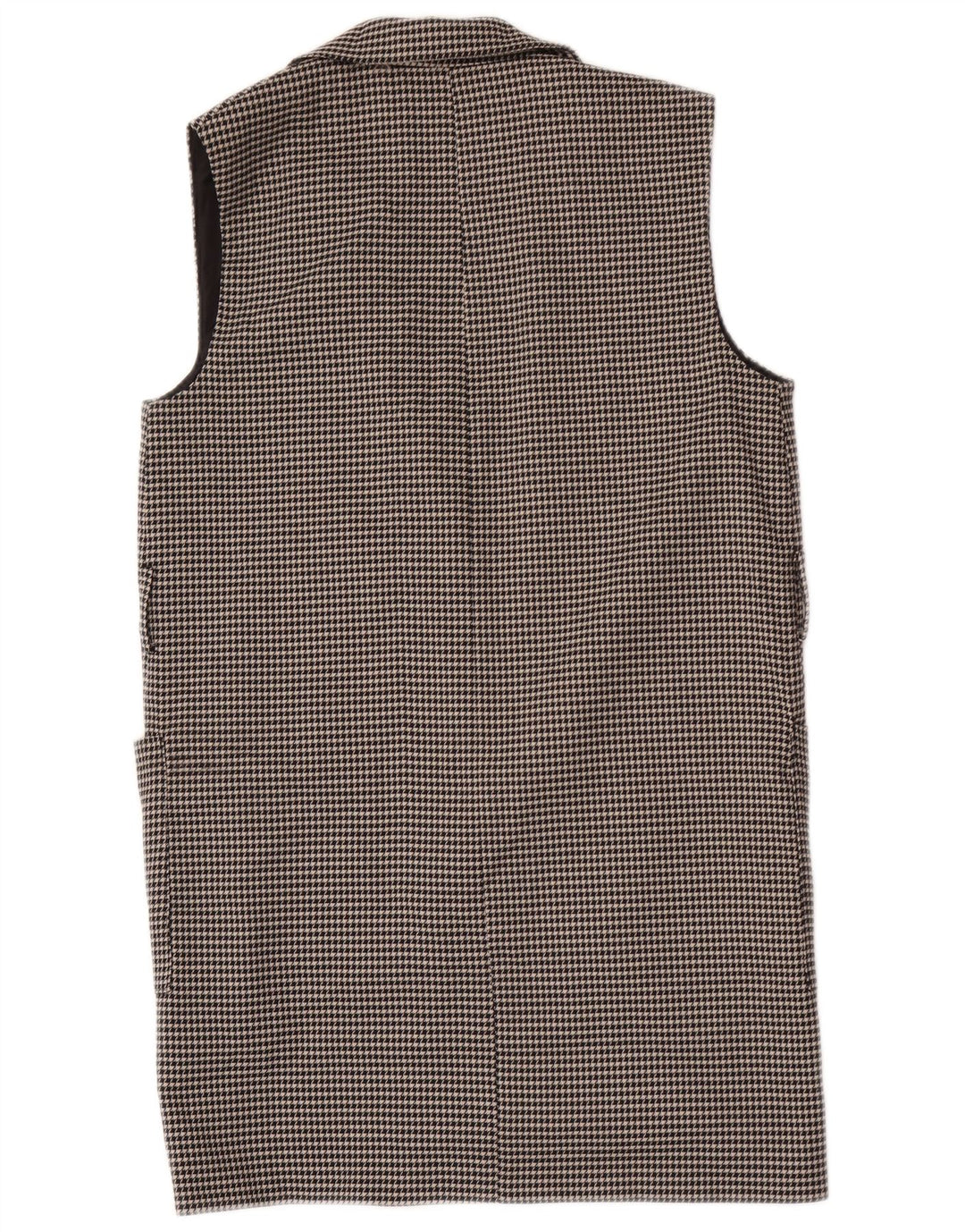 Zara Damen Longline-Übergröße-Gilet UK 10 Small Black Houndstooth