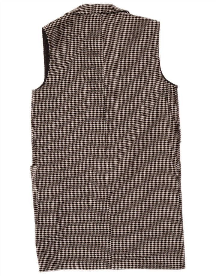 Zara Damen Longline-Übergröße-Gilet UK 10 Small Black Houndstooth