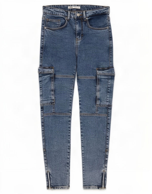 Zara Herren Cargo Skinny Jeans EU 38 Small W30 L30 Blaue Baumwolle