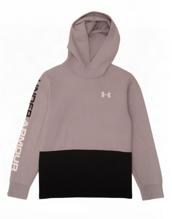 Under Armour Jungen-Kapuzenpullover mit Grafik, 9–10 Jahre, Mittelgrau, Farbblock