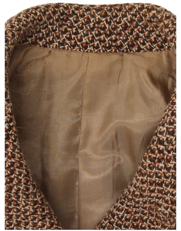 Vintage Damen Zweireihiger Mantel UK 14 Mittelbraun