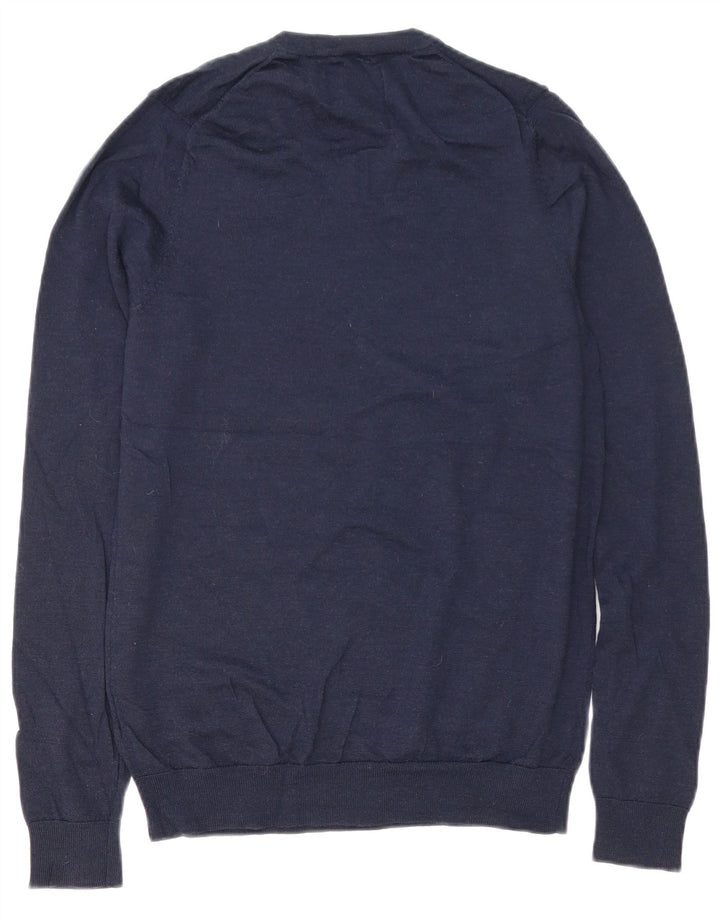 Marks & Spencer Herren-Pullover mit V-Ausschnitt, Größe S, marineblaue Merinowolle