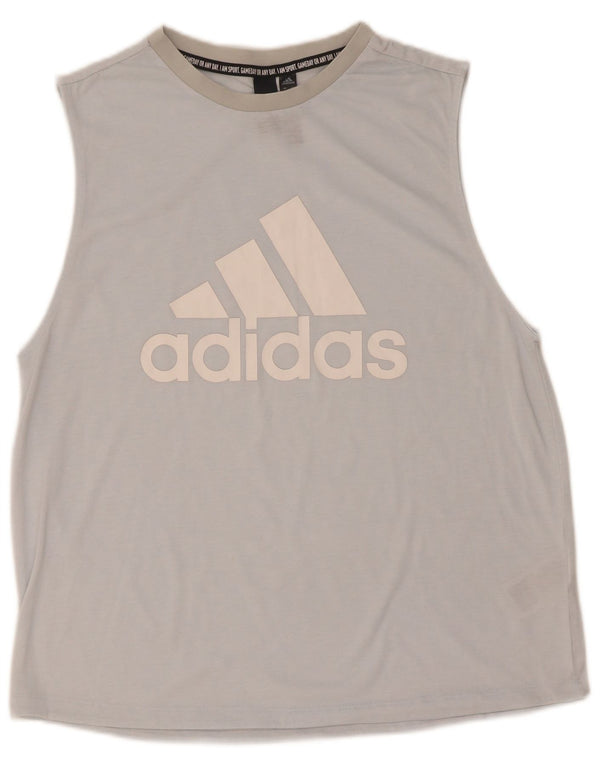 Adidas Damen Graphic Vest Top UK 12/14 Mittelblaues Polyester