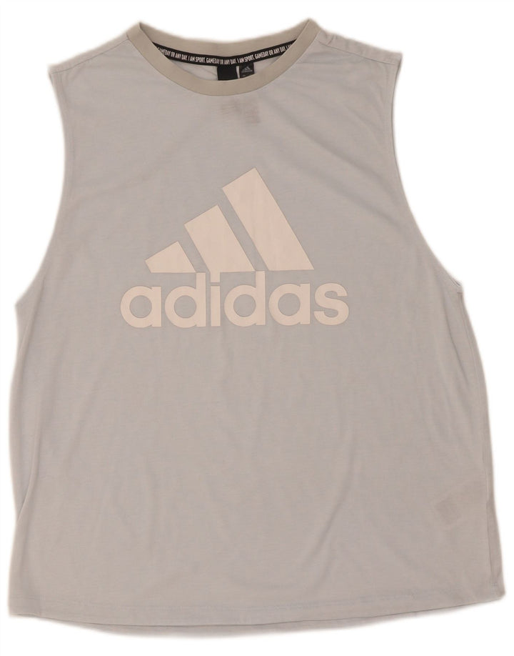 Adidas Damen Graphic Vest Top UK 12/14 Mittelblaues Polyester