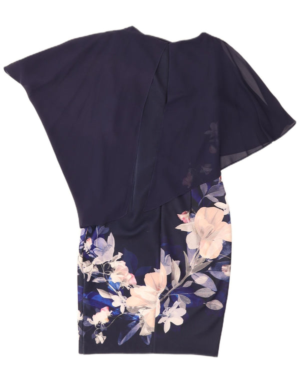 Coast Asymmetrisches Etuikleid für Damen, UK 10, Größe S, Marineblau, Blumenmuster, Polyester