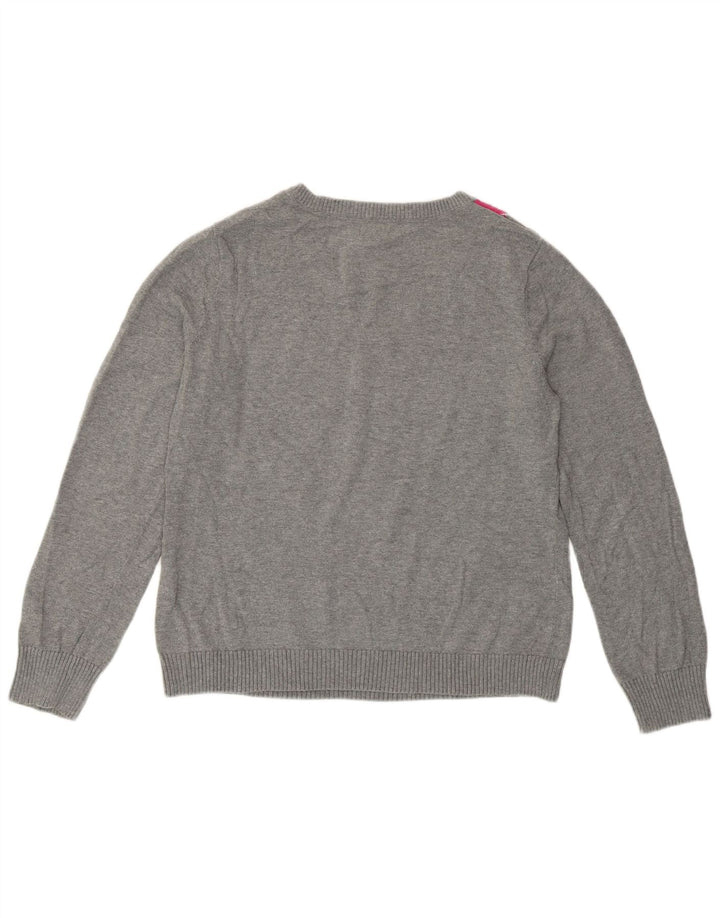Izod Damen-Pullover mit V-Ausschnitt, Gr. 14, Größe L, Grau Argyle/Diamant