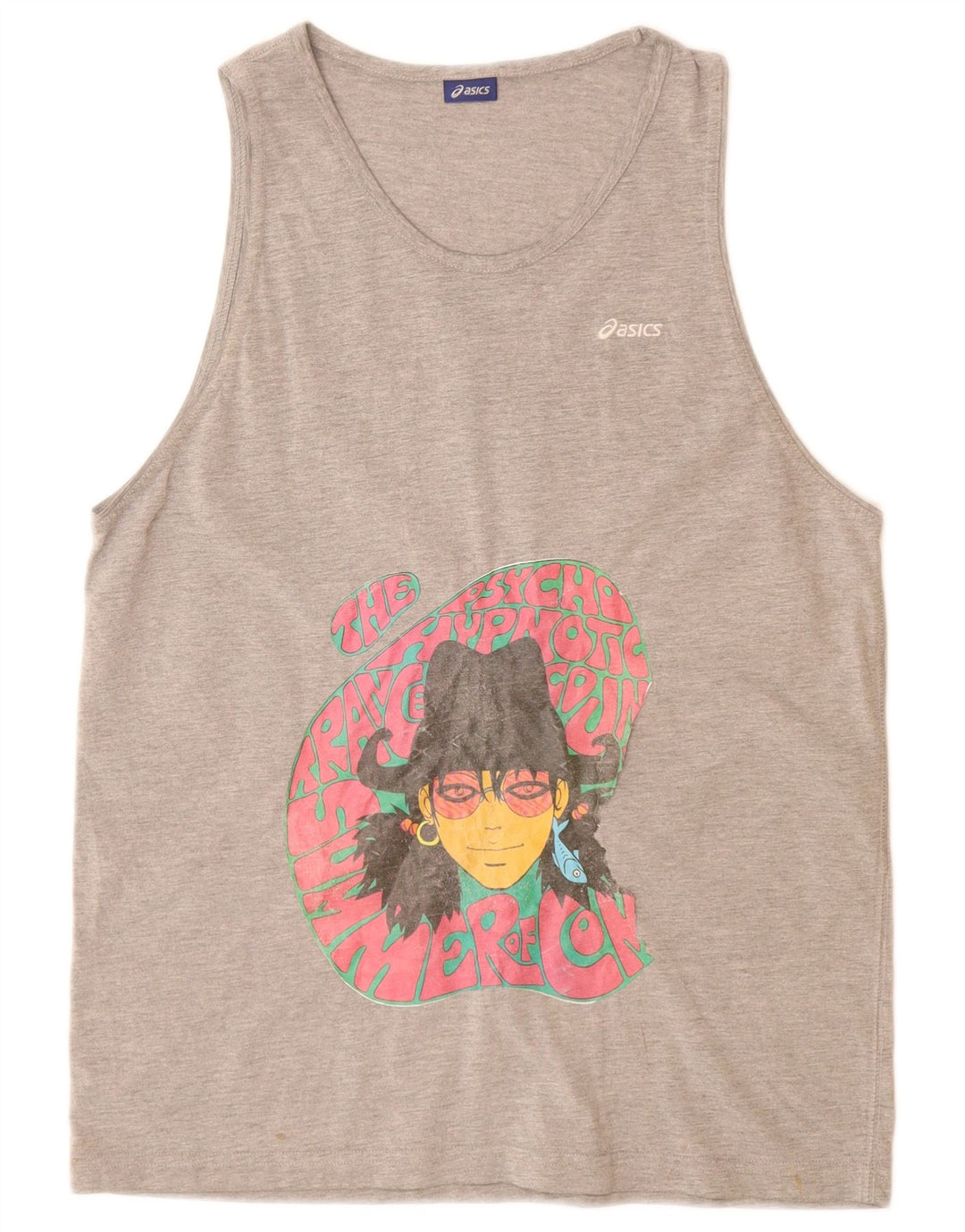 ASICS Grafik-Trägershirt für Mädchen, 15–16 Jahre, XL, Grau meliert