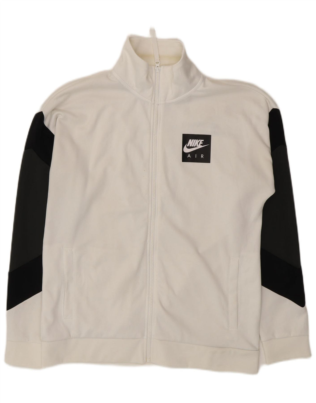 Nike Herren-Trainingsanzugoberteil mit Grafik, mittelweißes Farbblock-Polyester