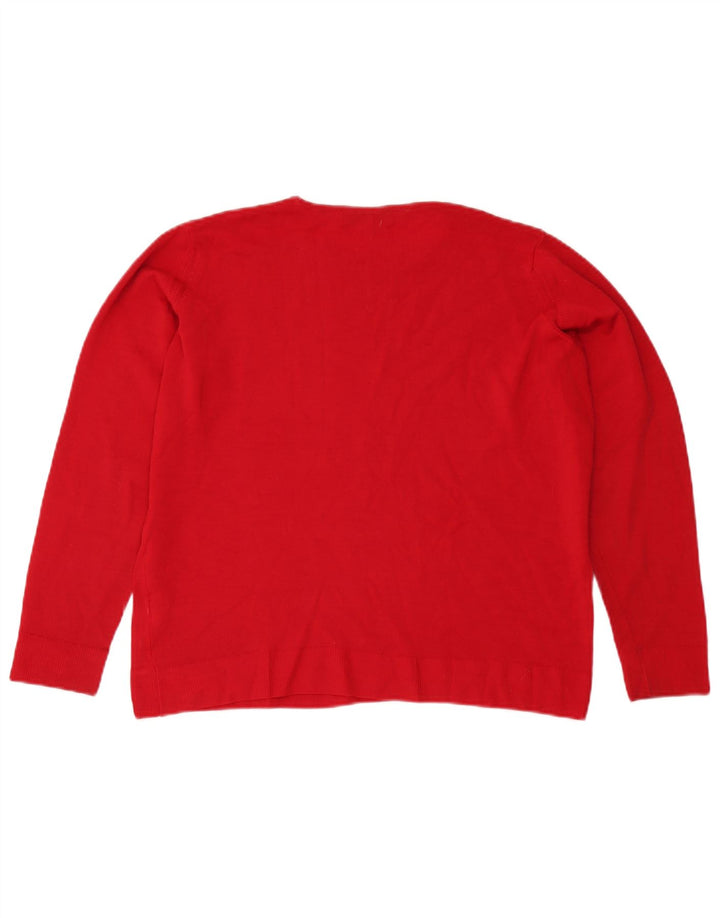 Marks & Spencer Damen-Pullover mit U-Boot-Ausschnitt, UK 16, Größe L, rote Wolle