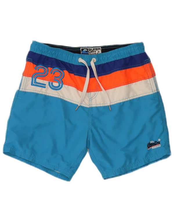 Superdry Herren Graphic Regular Badeshorts, Größe L, Blau, Farbblock