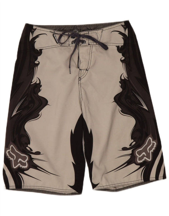 Fox Herren-Badeshorts mit Grafik, mittelgraues Farbblock-Polyester