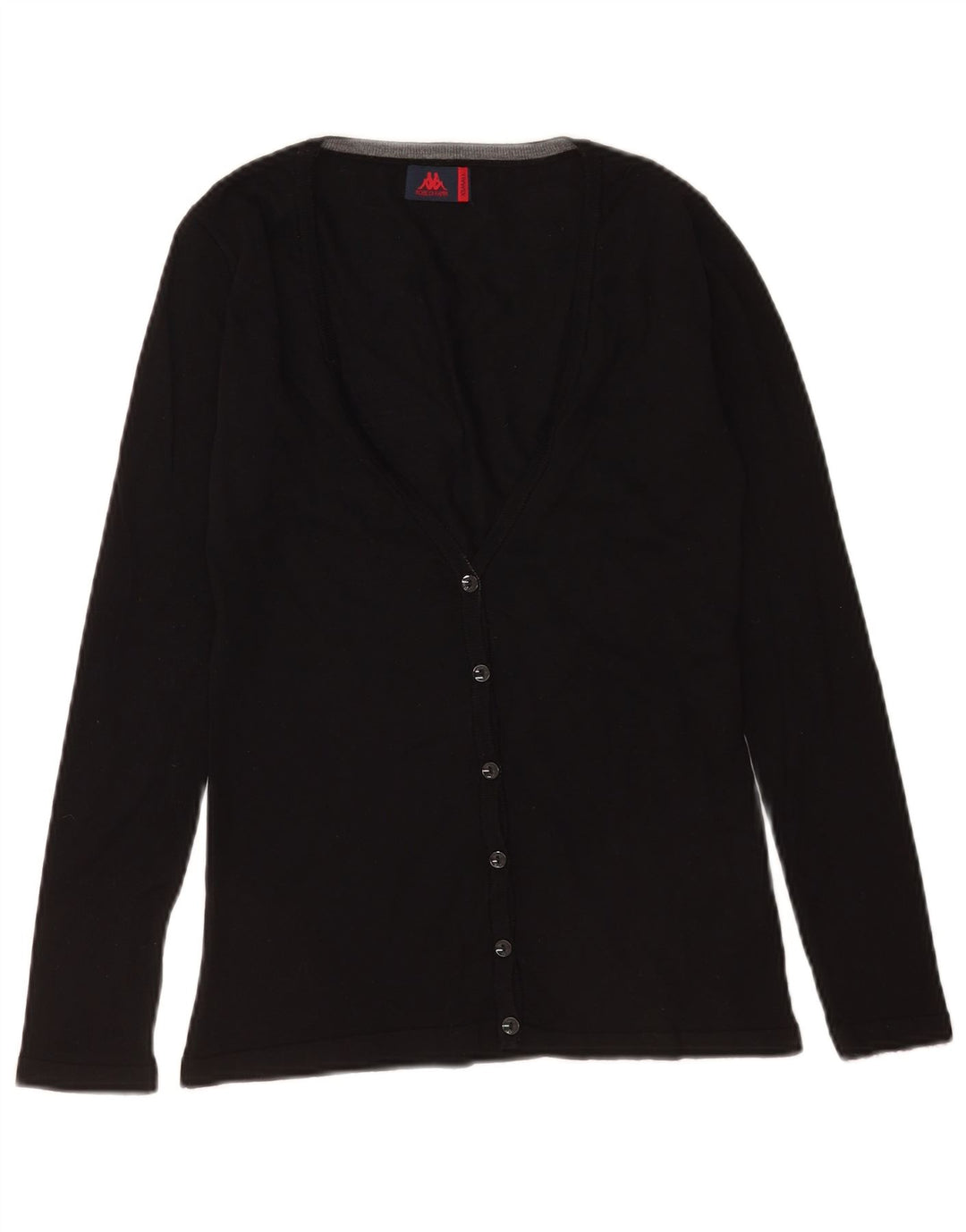Kappa Damen Strickjacke Pullover UK 6 XS Schwarze Wolle