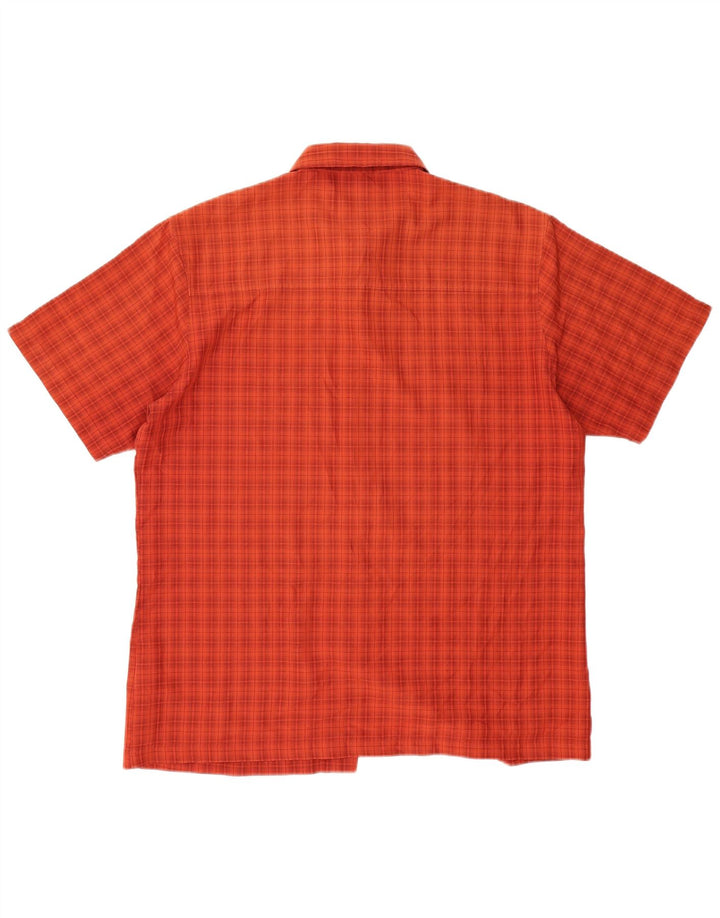 JACK WOLFSKIN Herren Kurzarmhemd UK 40/42 Großes rot kariertes Polyester