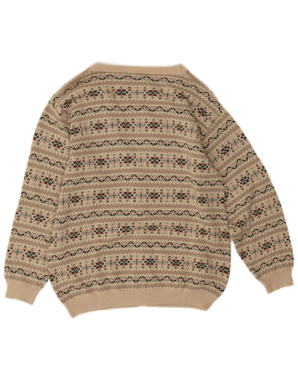 Vintage Damen Cardigan Pullover UK 14 Mittelgrau Fair Isle