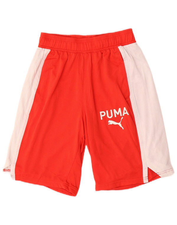 PUMA Herren Grafik-Sportshorts, klein, rot, Farbblock-Polyester