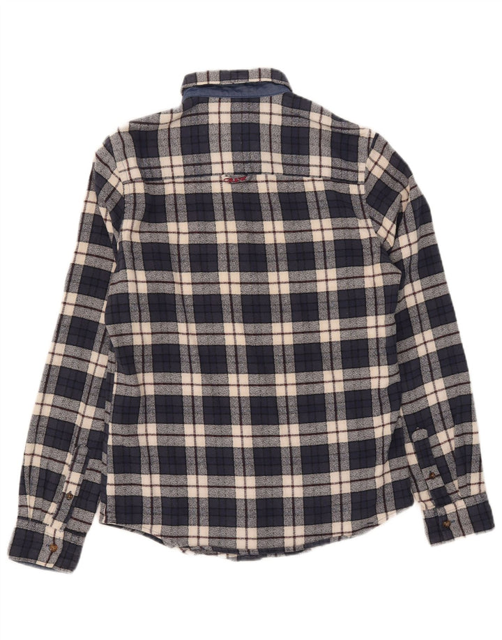 Crew Clothing Herren-Flanellhemd, klein, marineblau, kariert, Baumwolle