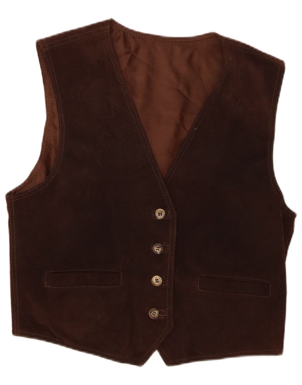 Vintage Damen Wildlederweste IT 46 Large Brown