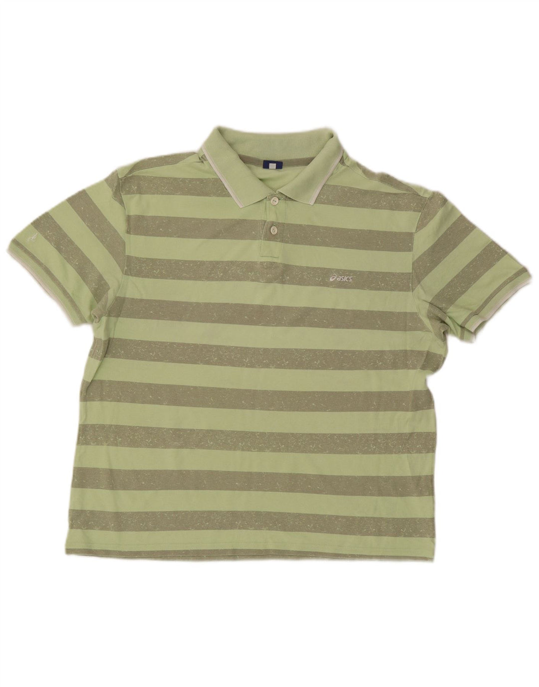 Asics Herren Poloshirt 2XL Grün gestreift Baumwolle