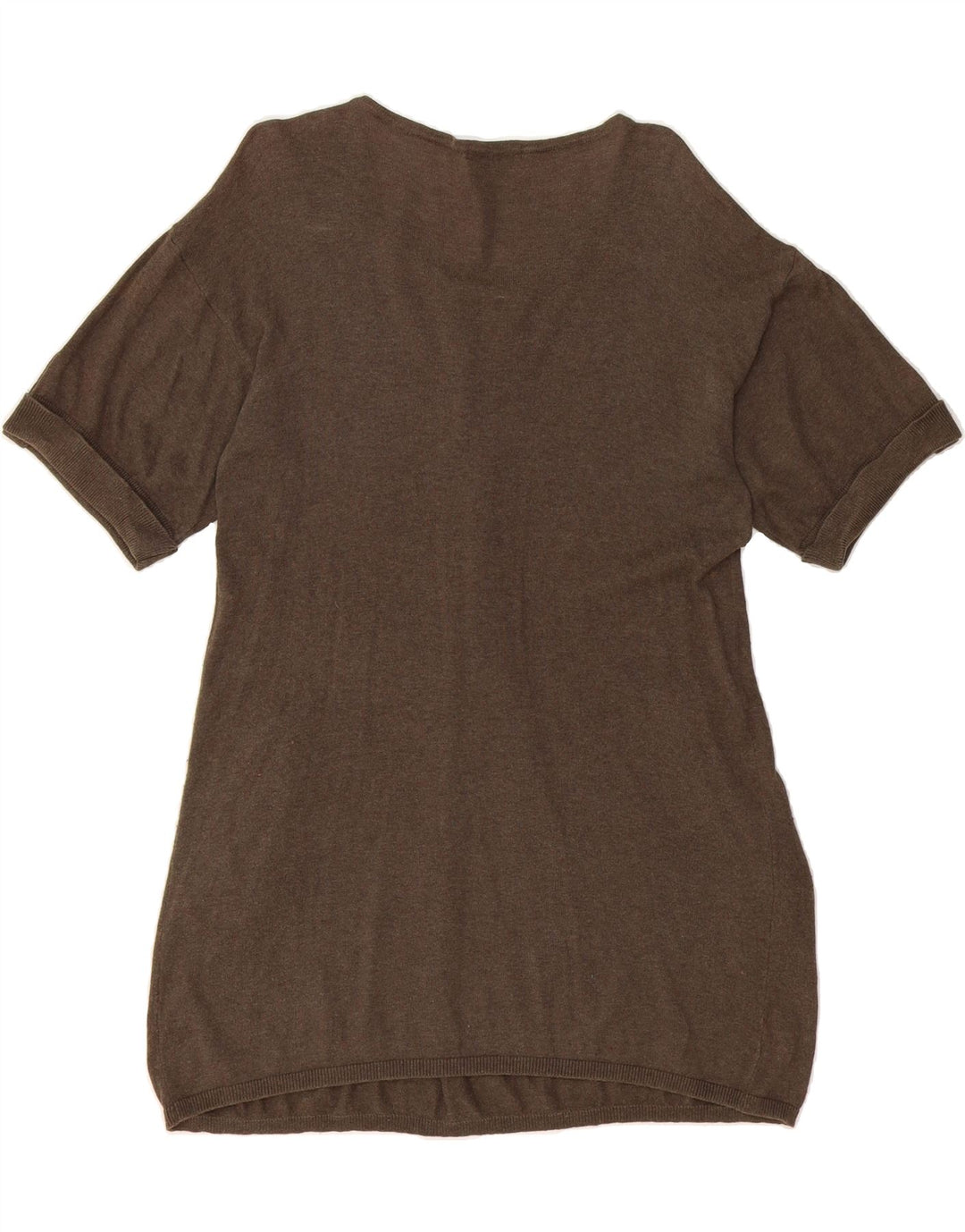 MARKS & SPENCER Womens Short Sleeves Jumper Dress UK 14 Medium Brown Vintage Marks & Spencer and Second-Hand Marks & Spencer from Messina Hembry 