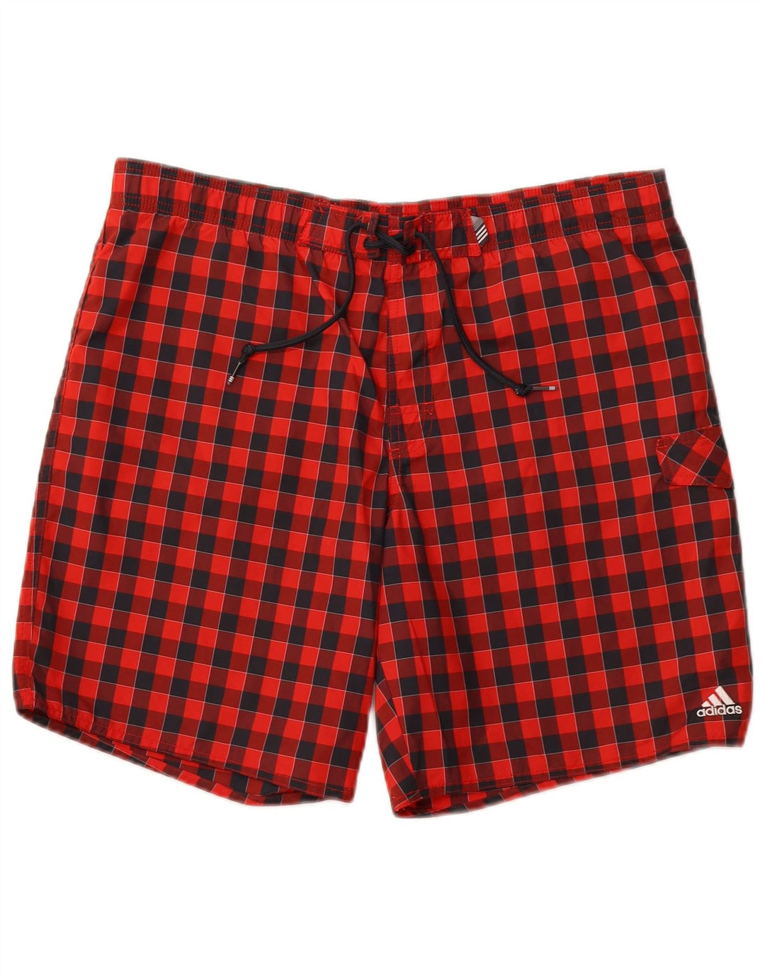 ADIDAS Herren Badeshorts Mittelrotes Gingham-Polyester