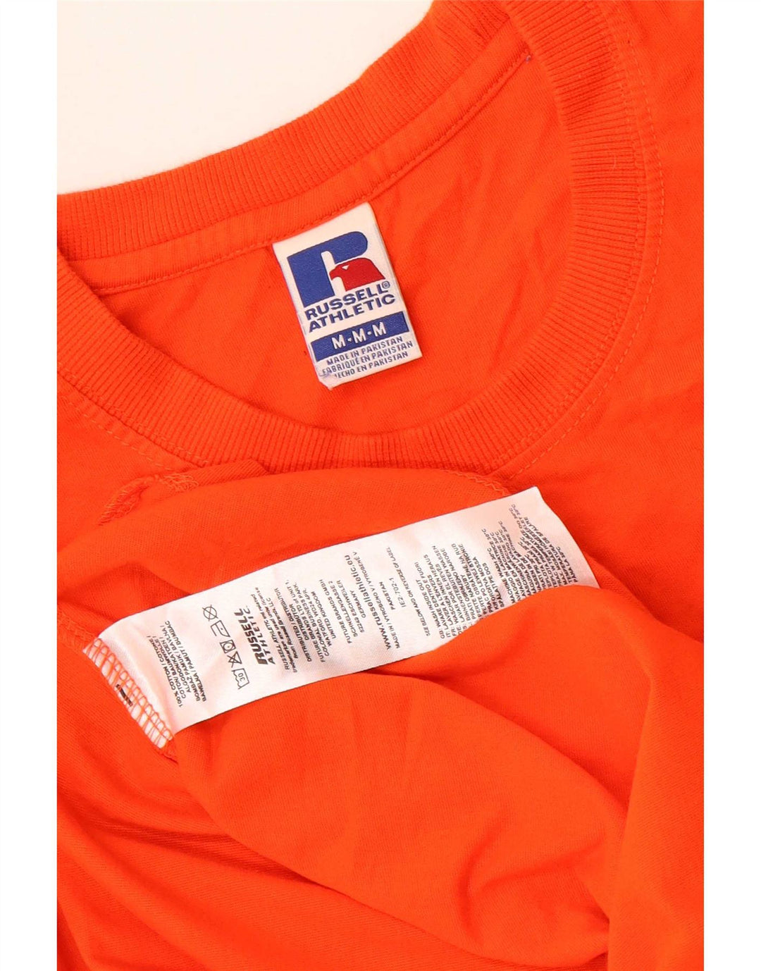 Russell Athletic Herren-T-Shirt mit Grafik, Mittelorange, Baumwolle