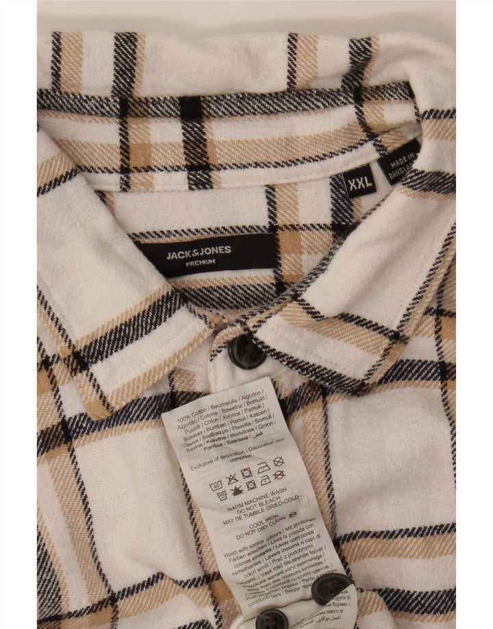 Jack & Jones Herren-Flanellhemd 2XL, weiß kariert, Baumwolle