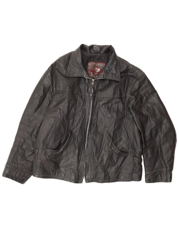 VINTAGE Herren Lederjacke IT 50 Großes schwarzes Leder