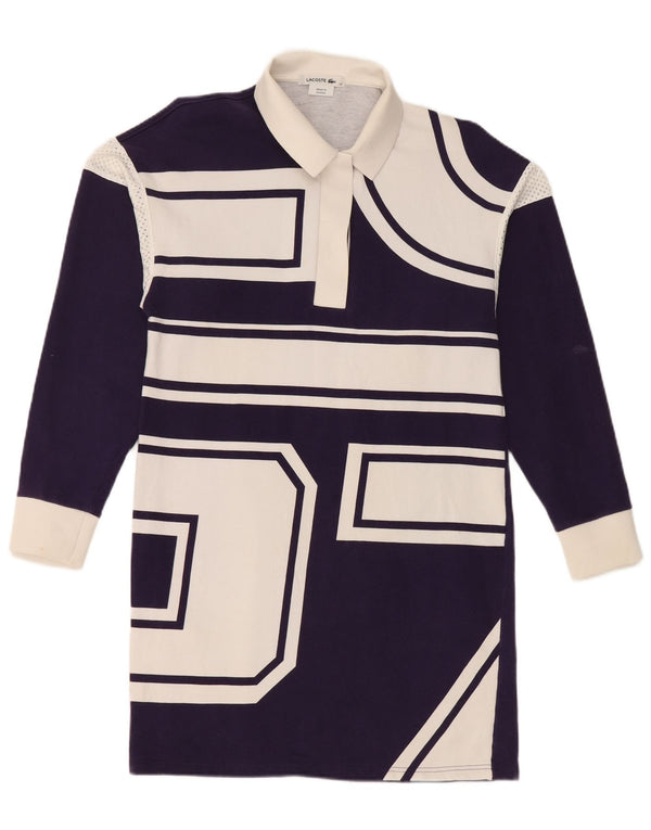 Lacoste Damen Polokleid mit langen Ärmeln, Größe 38, mittelviolett, geometrisch