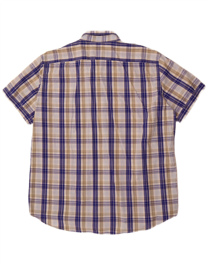 Carrera Herren-Kurzarmhemd mit normaler Passform, 3XL, blau kariert, Baumwolle