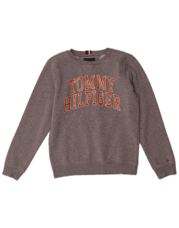 Tommy Hilfiger Jungen-Sweatshirt mit Grafik, 11–12 Jahre, graue Baumwolle