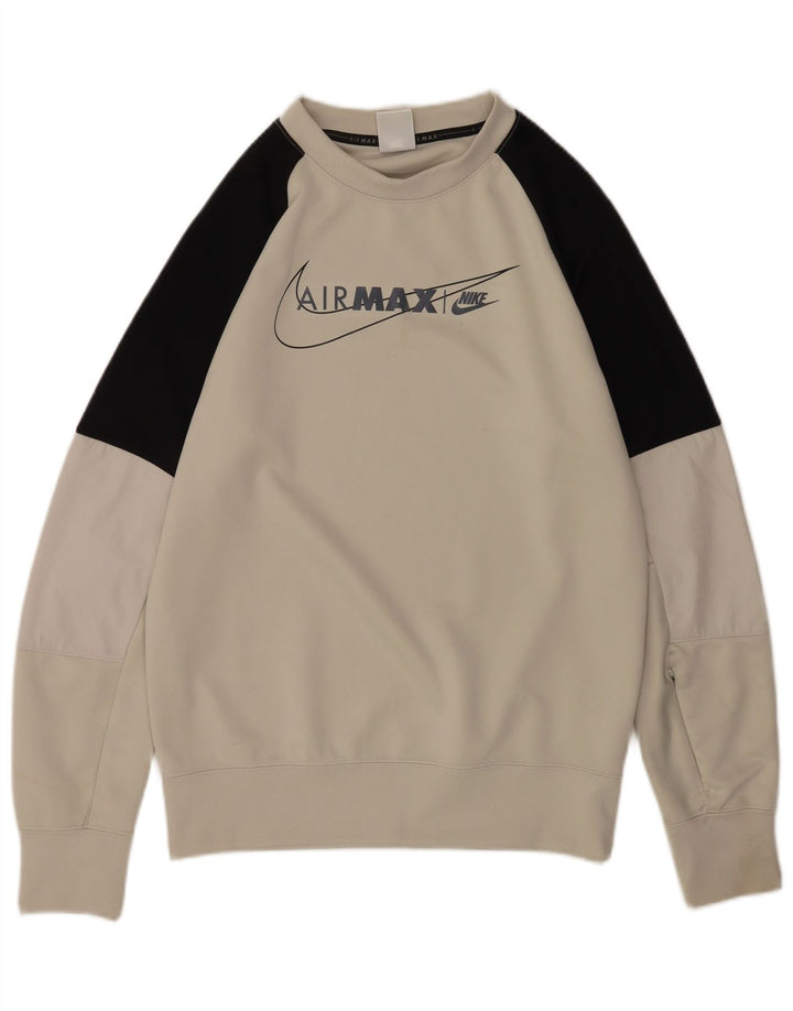 Nike Herren-Sweatshirt mit Grafik, klein, graues Farbblock-Polyester