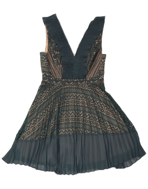 FRENCH CONNECTION Damen Ärmelloses A-Linien-Kleid UK 12 Mittelgrün