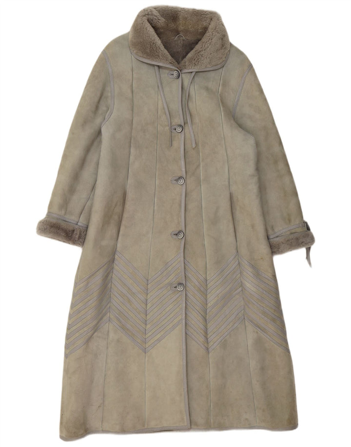 Vintage Damen Lammfellmantel EU 40 Mittelgraues Lammleder
