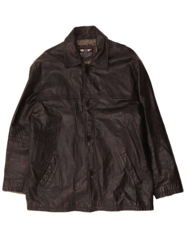 Ironsides Herren-Lederjacke, UK 40, großes schwarzes Leder