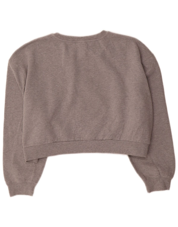 Ellesse Womens Oversized Crop Graphic Sweatshirt Pullover UK 14 Large Grau