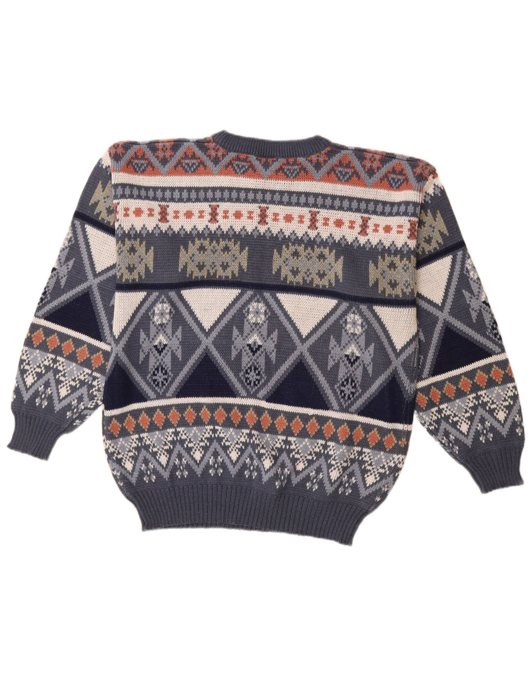 VINTAGE Herren-Pullover mit Rundhalsausschnitt, Größe 48/50, mittleres Marineblau, Fair Isle