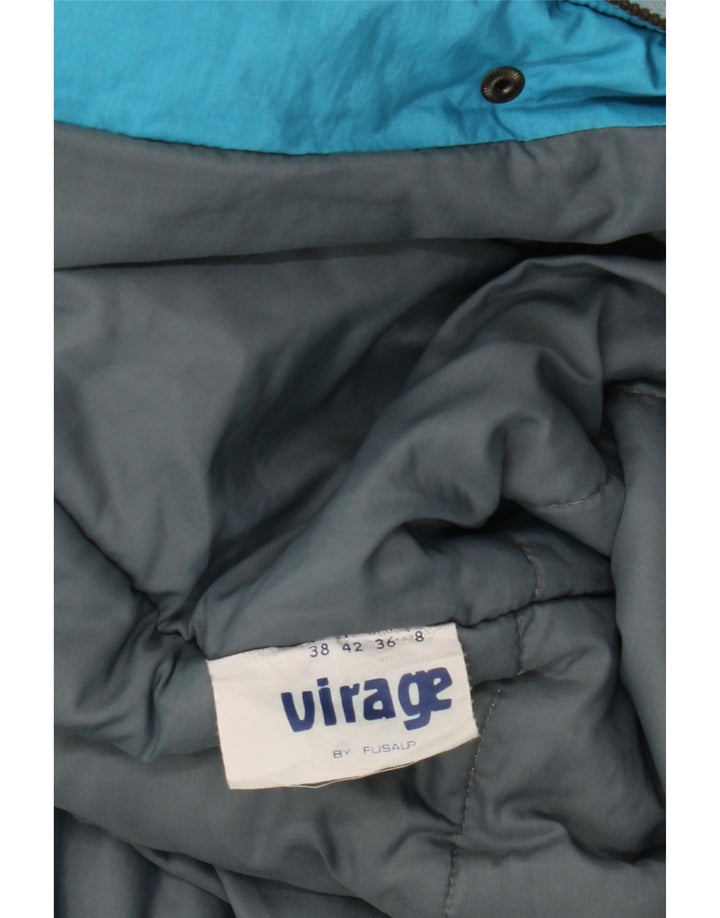 VINTAGE Damen Windjacke mit abstraktem Muster IT 42 Mittelblau