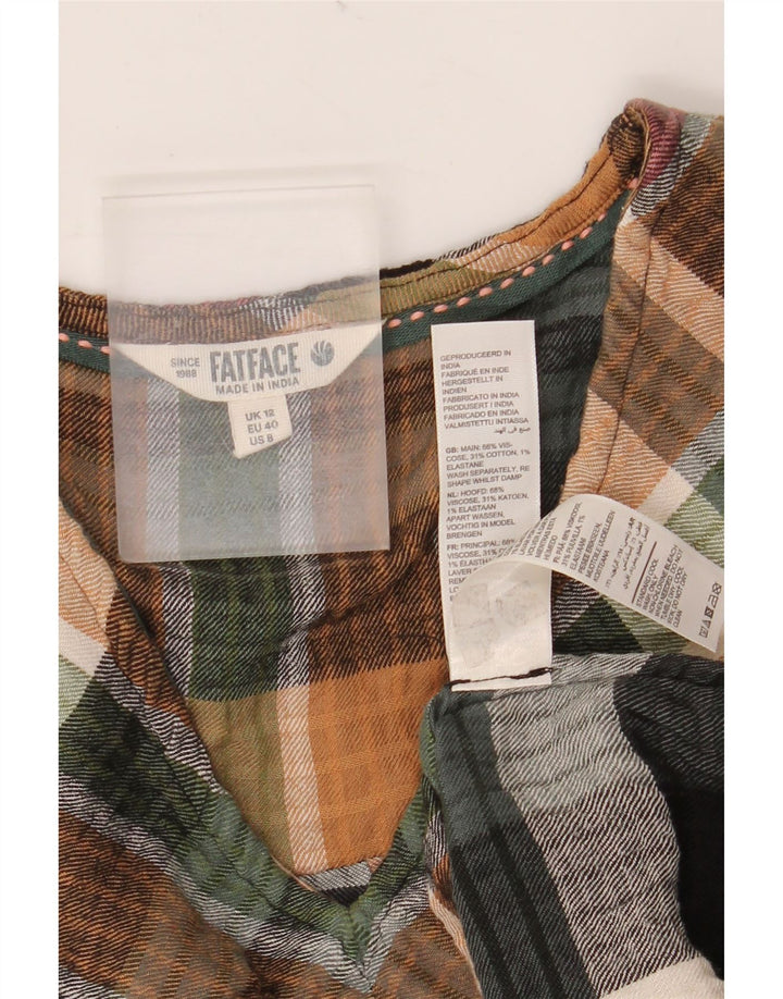 FAT FACE Langarm-Blusenoberteil für Damen, Größe M, mehrfarbig, kariert