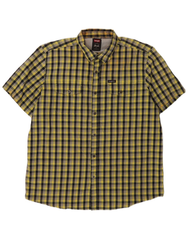 Wrangler Herren-Hemd, kurzärmelig, reguläre Passform, XL, gelb, Gingham-Baumwolle