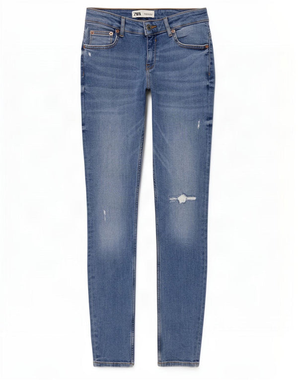 Zara Damen Distressed Skinny Jeans EU 36 XS W26 L28 Blau