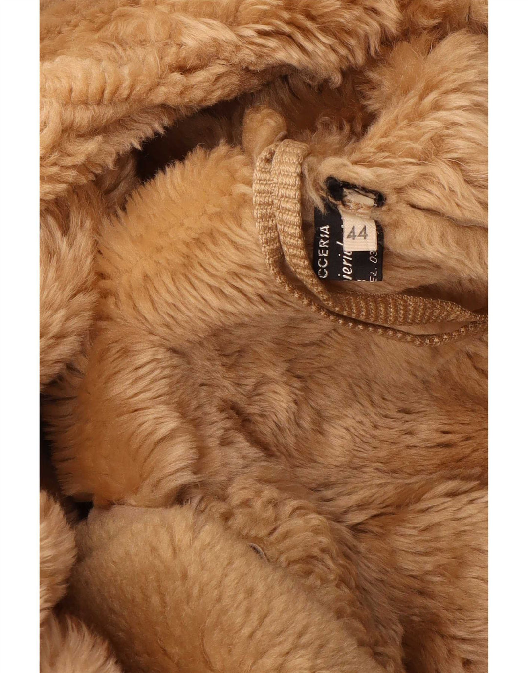 Vintage Damen Shearling Mantel IT 44 Medium Beige Leder
