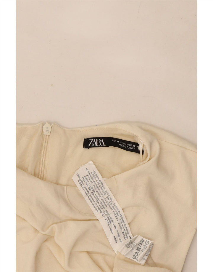 Zara Damen Ärmelloses Etuikleid UK 12 Mittelweißes Polyester