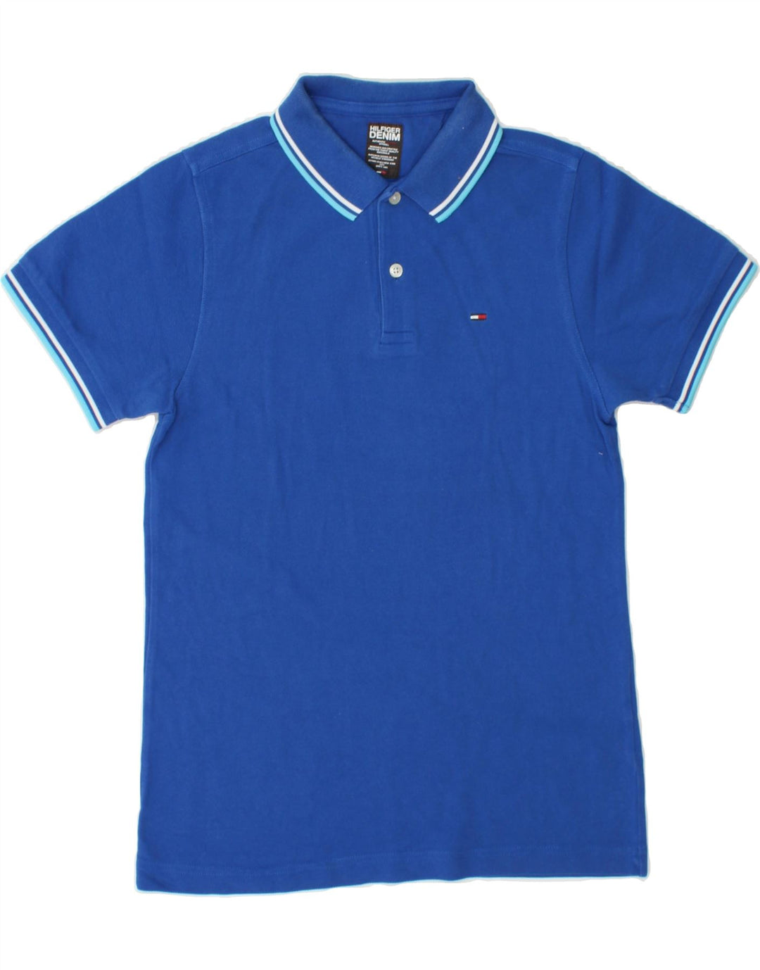 TOMMY HILFIGER Mens Polo Shirt Small Blue Cotton Vintage Tommy Hilfiger and Second-Hand Tommy Hilfiger from Messina Hembry 