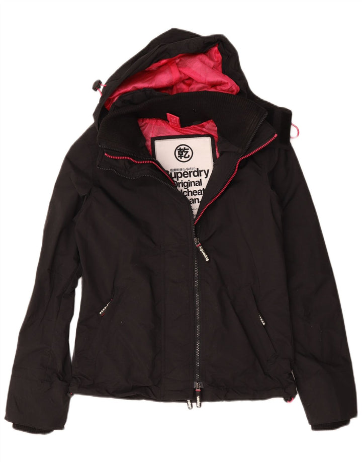 Superdry Damen Windcheater mit Kapuze, Windjacke, Gr. 10, Schwarz