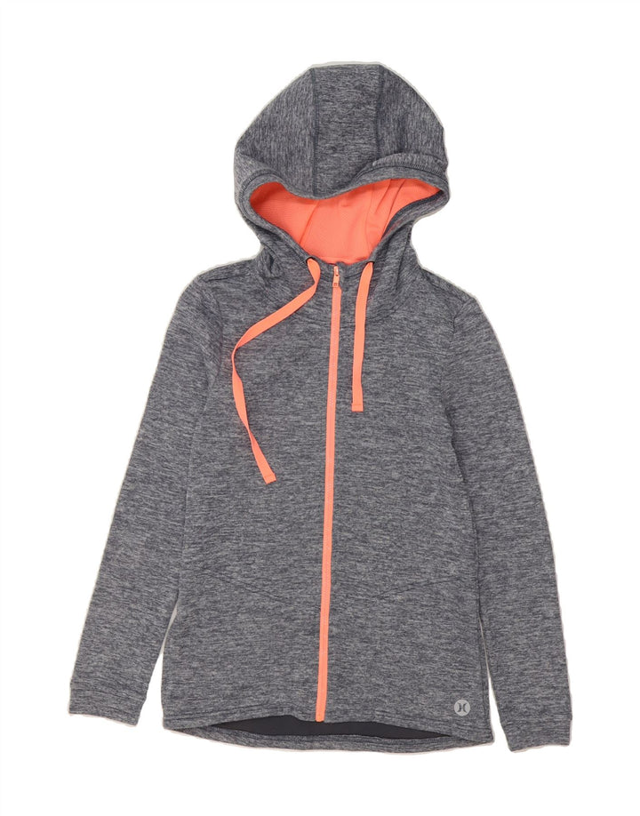 HURLEY Womens Zip Hoodie Sweater UK 8 Small Navy Blue Polyester Vintage Hurley and Second-Hand Hurley from Messina Hembry 